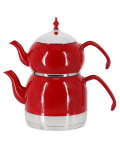 Korkmaz Rena 1.1 Liter Tea Pot and 2.4 Liter Kettle Set in Red